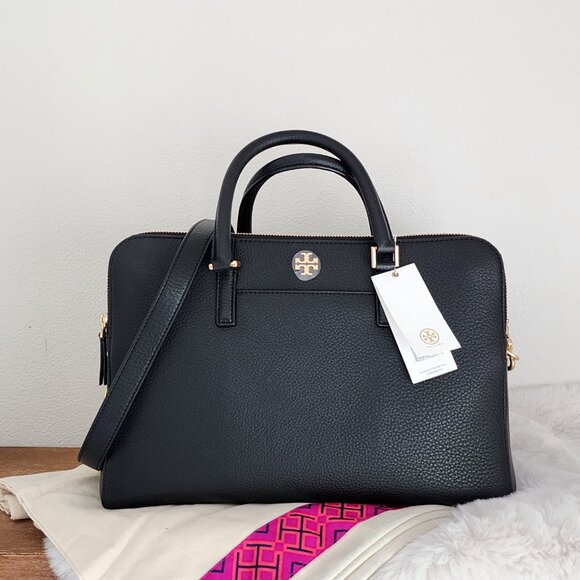 Tory Burch Handbags - NWT Tory Burch Georgia Double Zip Satchel - Pebbled Leather, Black 🖤(#184)